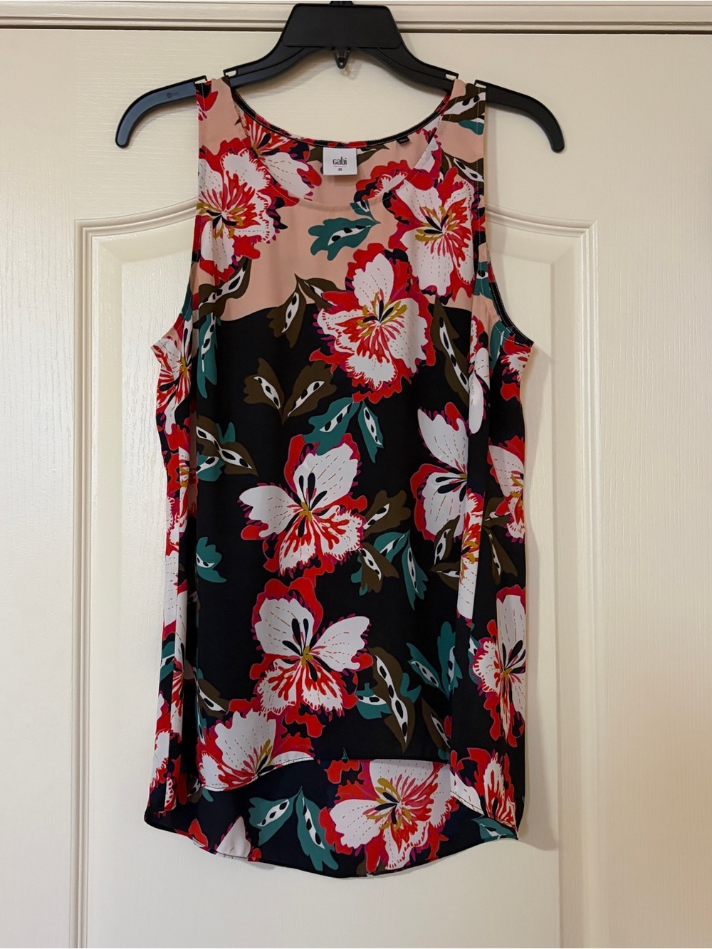 CAbi Black Multi Floral Sleeveless Camisole